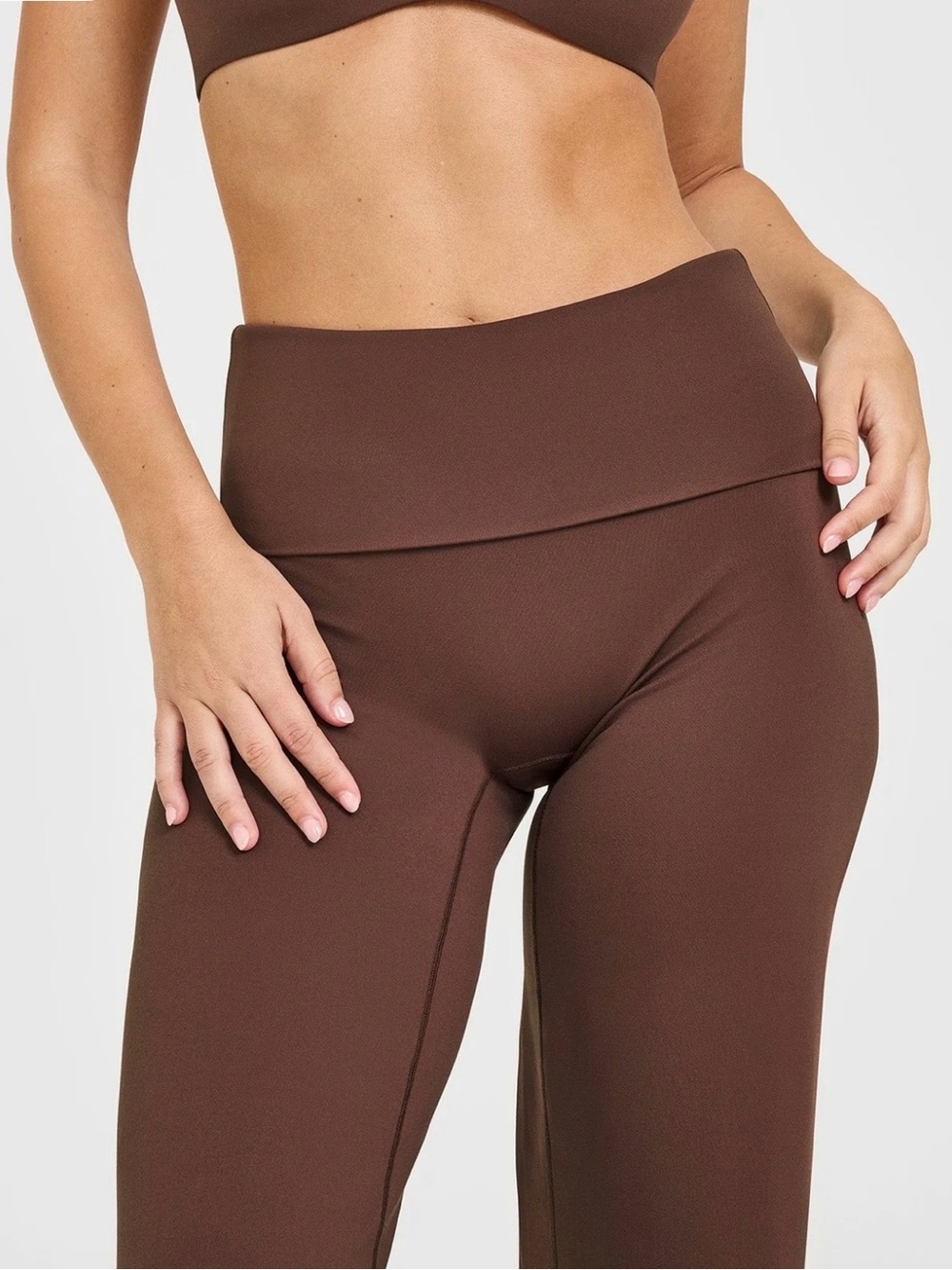 Oner Active SOFT MOTION FOLD OVER STRAIGHT LEG PANTS Espresso Brown M Regular - Picture 3 of 8